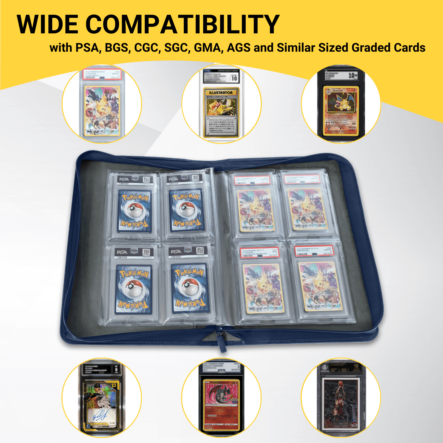 Hockey Card World Graded Binder Case – Holds Up To 32 Graded Cards Of Any Size (PSA