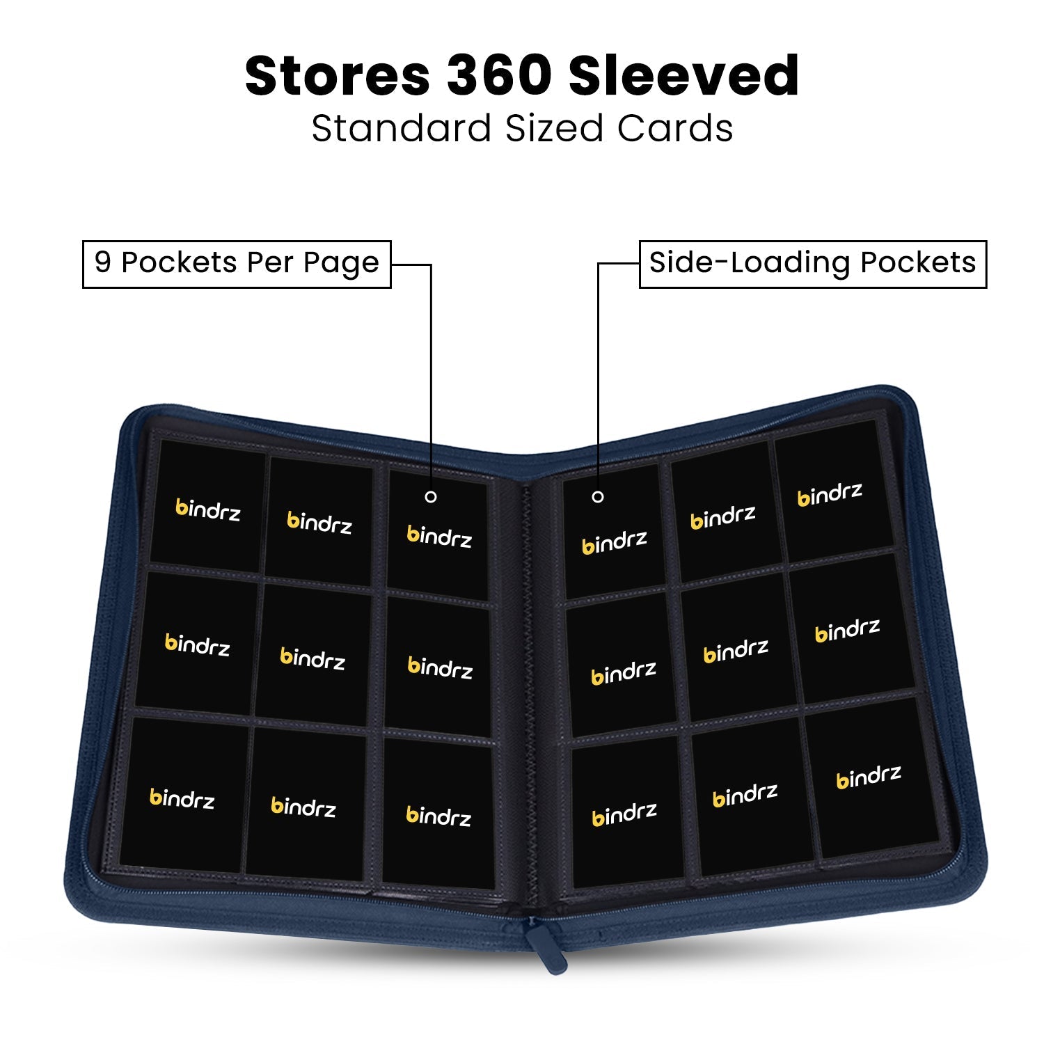 9-Pocket Zipper Binder with 360 Side-Loading Pockets bindrz 9-Pocket Zipper Binder with 360 Side-Loading Pockets bindrz